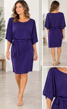 NWT Chicos Women’s Dolman Sleeve Asian Eggplant Dress Chico Size 1/Size M Office